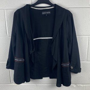 Paola Tricot Blazer Women Size Small Linen Cotton Black Cropped Lightweight‎